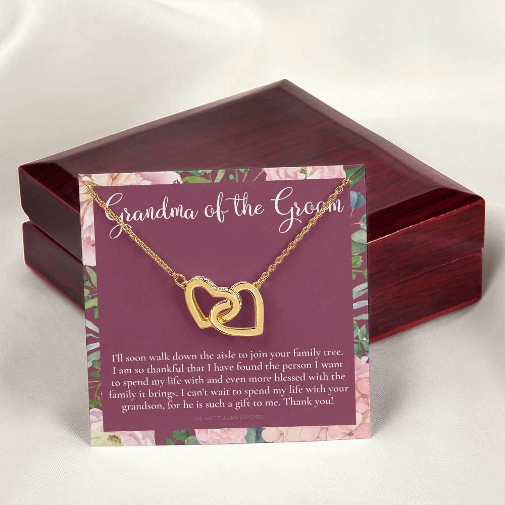 Grandmother Of The Groom Gift Necklace Grandma Wedding Gift Nana Bridal Shower Rehearsal Dinner Thank You Gift Interlocking Hearts Necklace