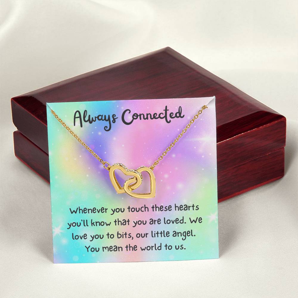 Always Connected - Daughtergranddaughter Connected Hearts Rose Gold Necklace Interlocking Hearts Necklace