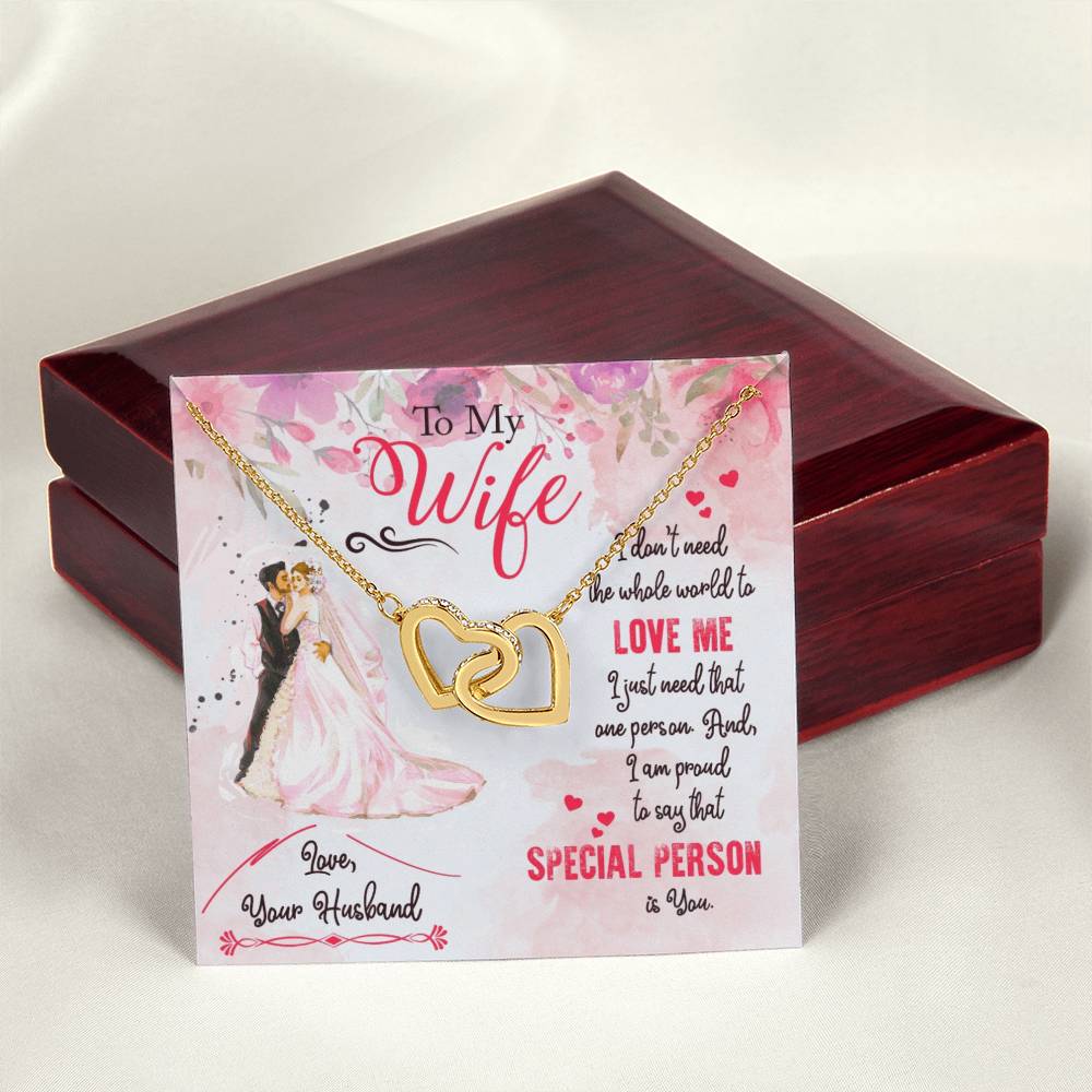 To My Wife Interlocking Hearts Necklace