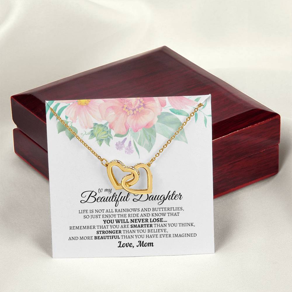 To My Beautiful Daughter - Luxurious Interlocking Hearts Cube - So91 Interlocking Hearts Necklace