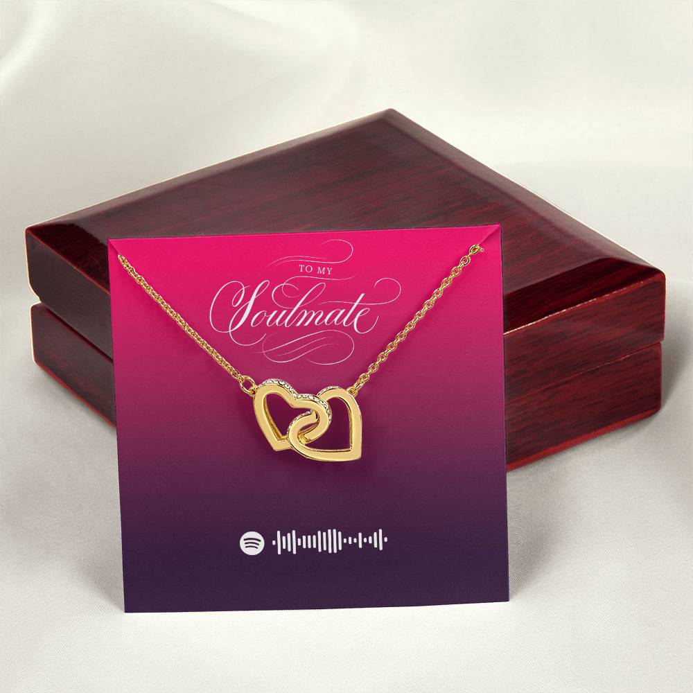 Soulmate Personalized Spotify Code Necklace - Kpop Fan Gift - Unique Valentines Day Gift For Her Interlocking Hearts Necklace