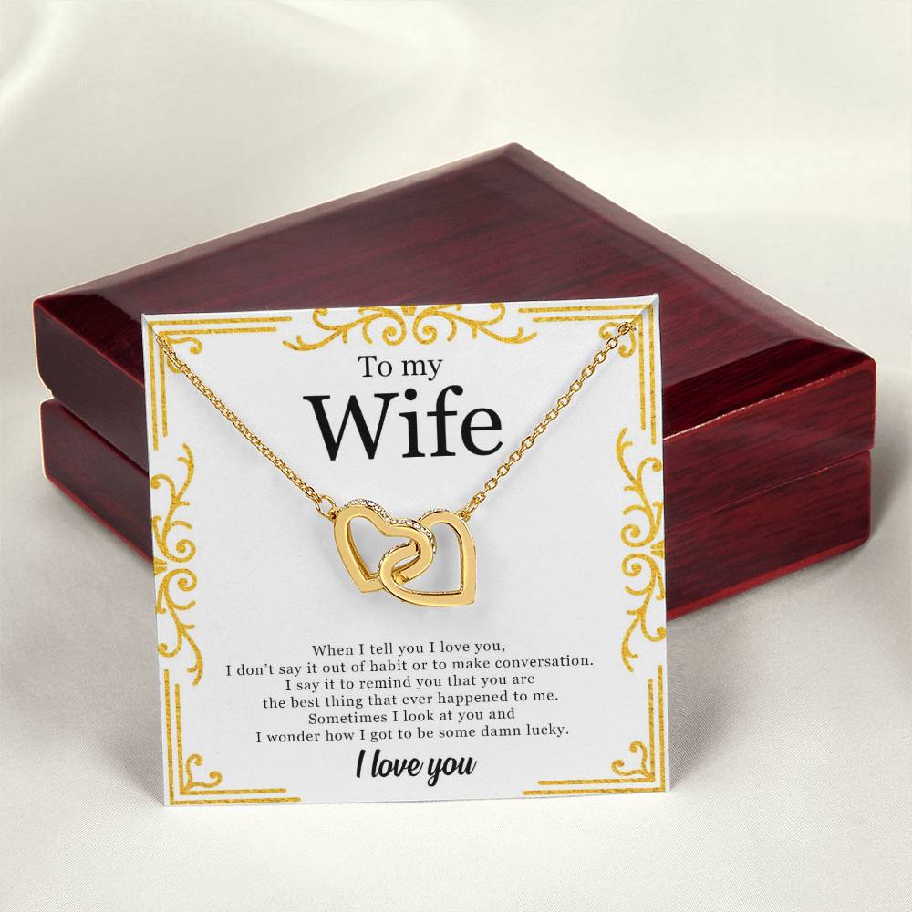 To My Wife - Two Hearts In Love Interlocking Hearts Necklace