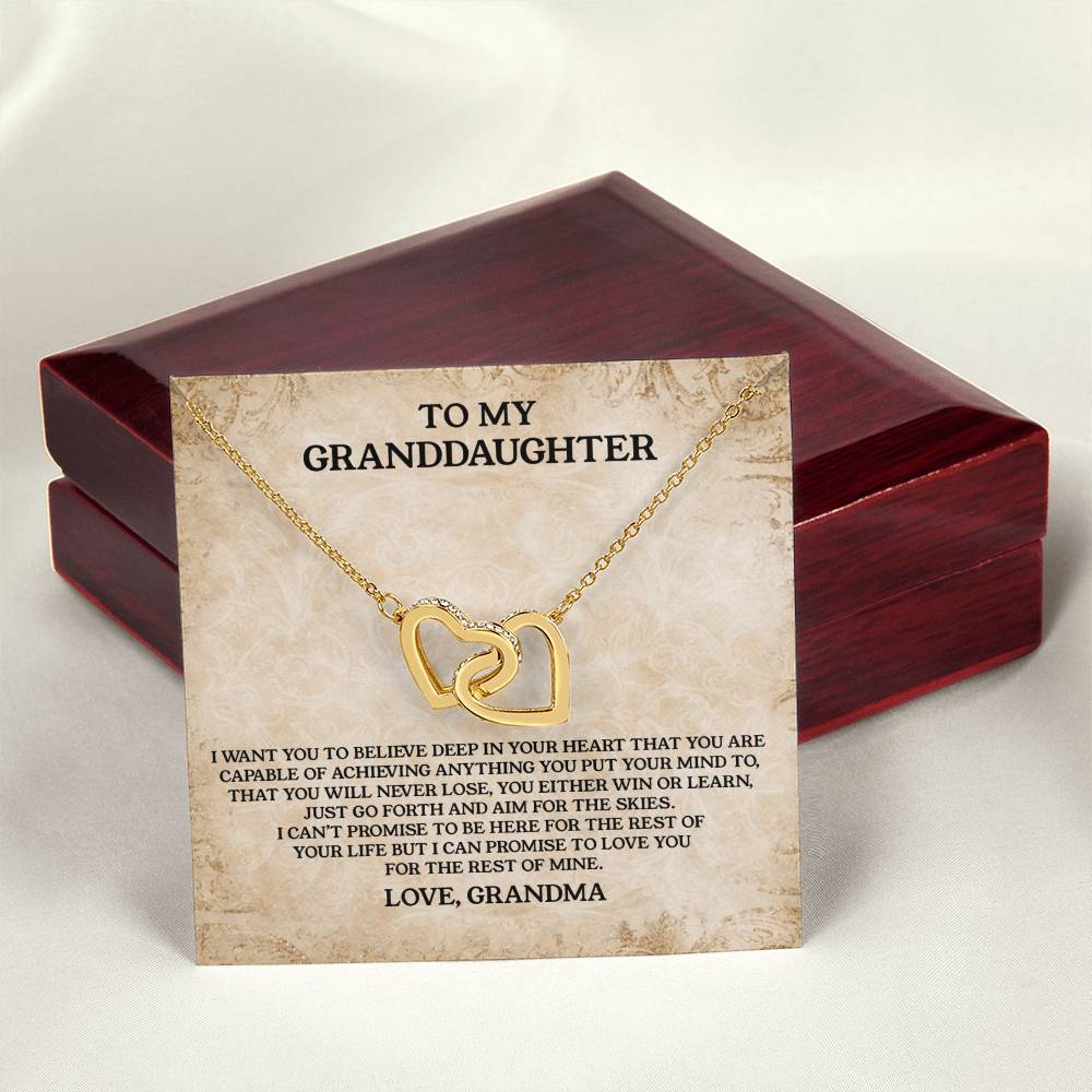 To My Granddaughter - Love Grandma Interlocking Hearts Necklace