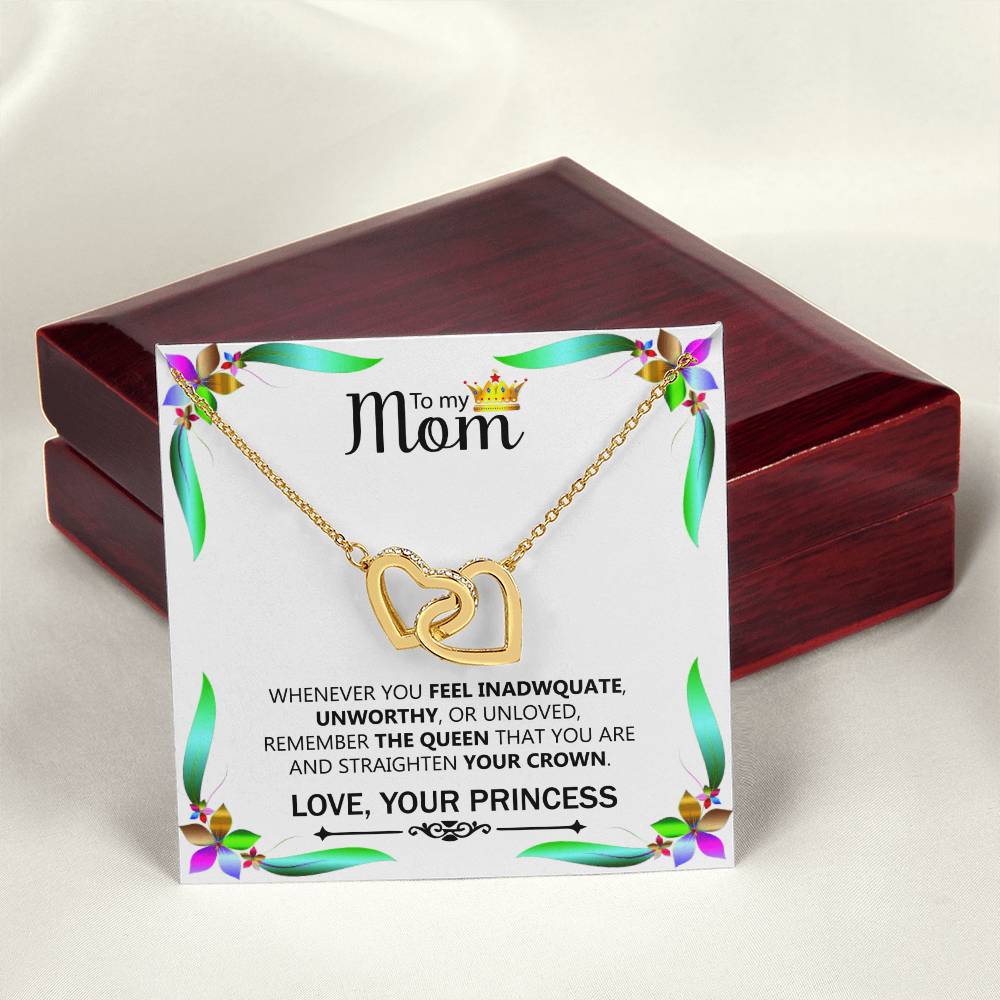 To My Mom Double Hearts Beautyfull Necklace Gift For Mom Mom Gift From Daughter. Interlocking Hearts Necklace