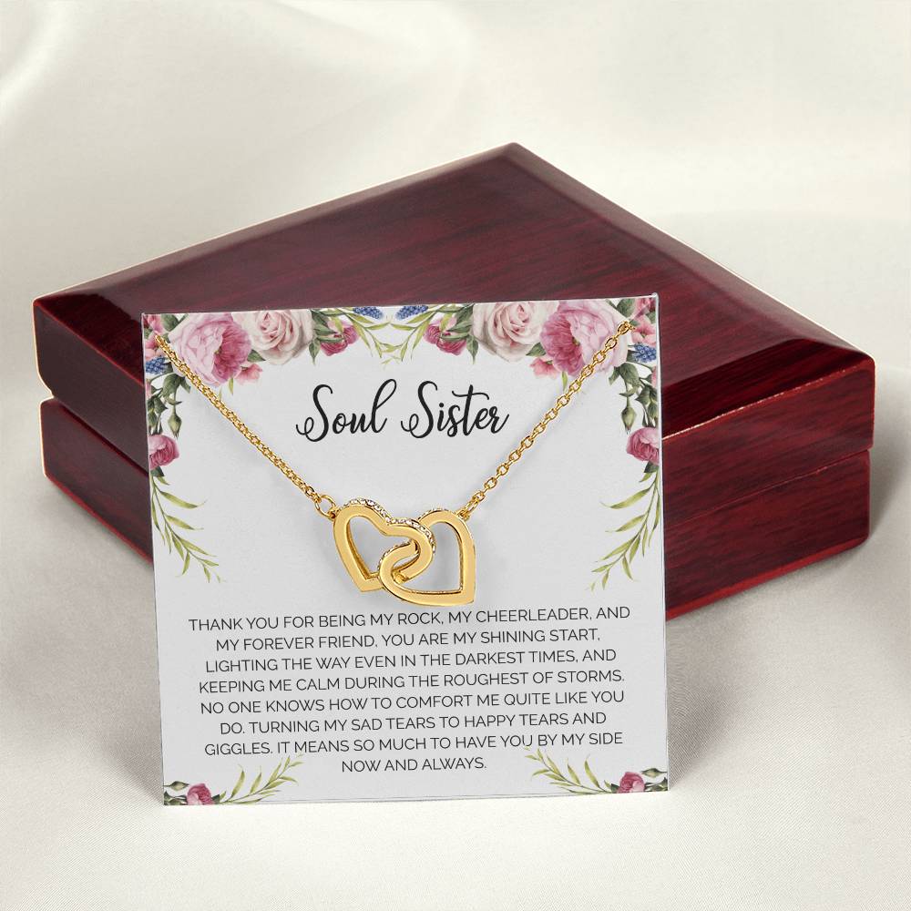 Soul Sister Unbiological Sister Necklace Sorority Sister Sister In Law Necklace Interlocking Hearts Necklace