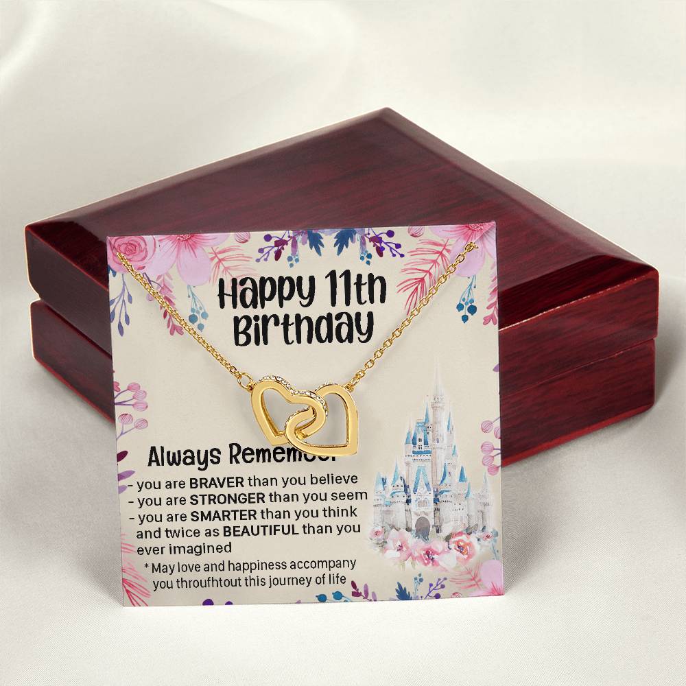 Happy 11Th Birthday Gift For Daughter Gift For 11 Years Old Birthday Teen Girl Daughter Necklace Gift Interlocking Hearts Necklace