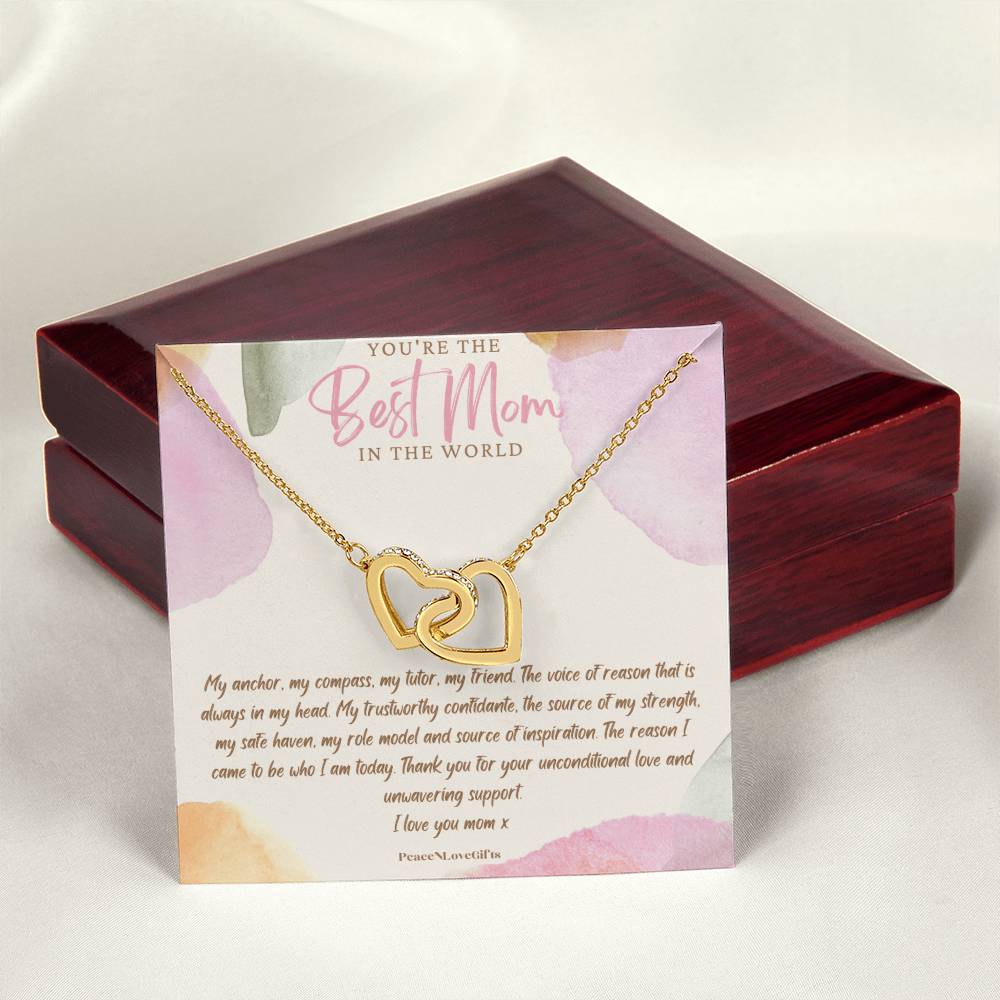 Best Mom Interlocking Hearts Necklace
