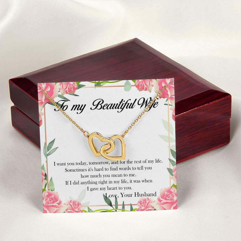 To My Beautiful Wife Interlocking Hearts Necklace