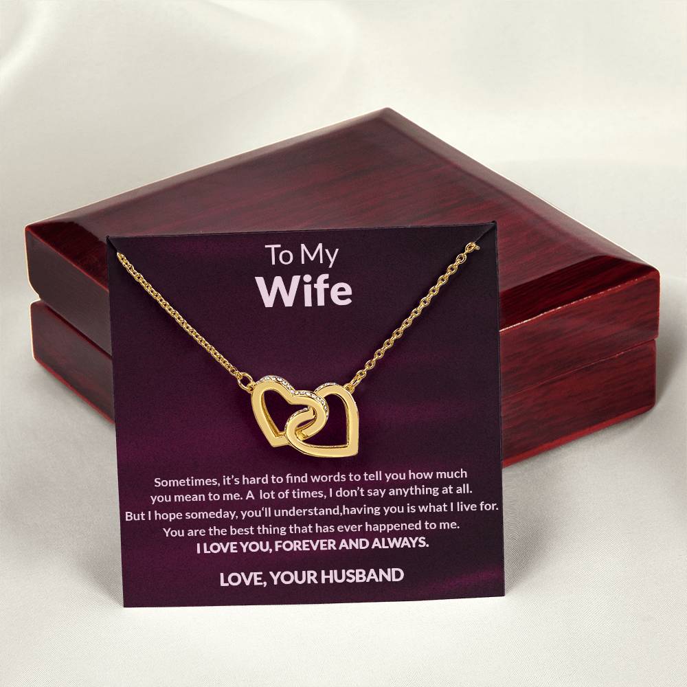 To My Wife Interlocking Heart Necklace Anniversary Gift For Wife Christmas Gift For Wife Interlocking Hearts Necklace