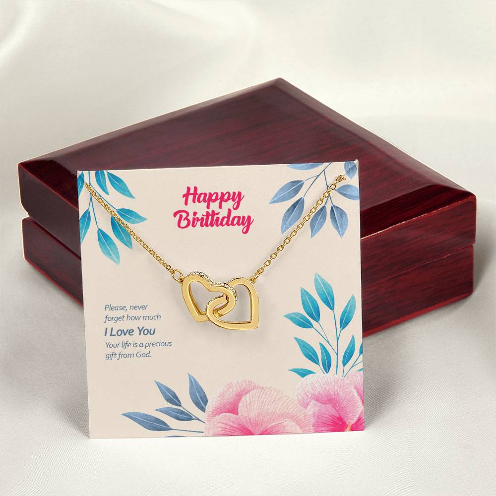 Birthday Edition Your Life Is A Precious Gift From God - Interlocking Hearts Necklace
