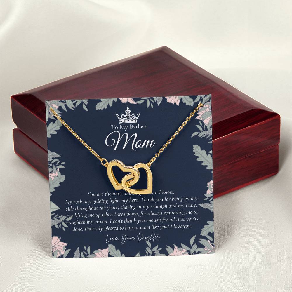 To My Beautiful Mom Necklace Badass Mom Gift Mother’S Day Gift Birthday Gift Gift From Daughter On Wedding Day Interlocking Hearts Necklace