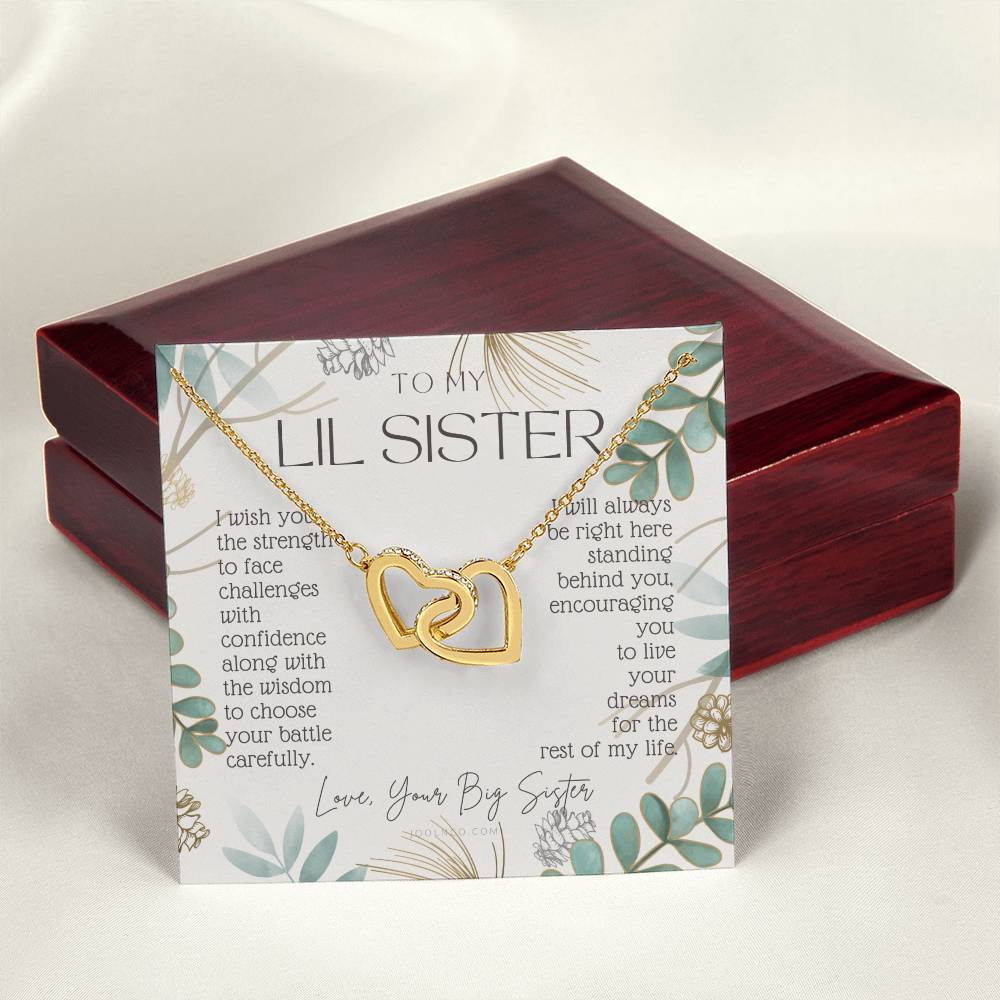 To My Little Sister Live Your Dreams Gift For Little Sister From Big Sister Sister Birthday Graduation Christmas Present Interlocking Hearts Necklace