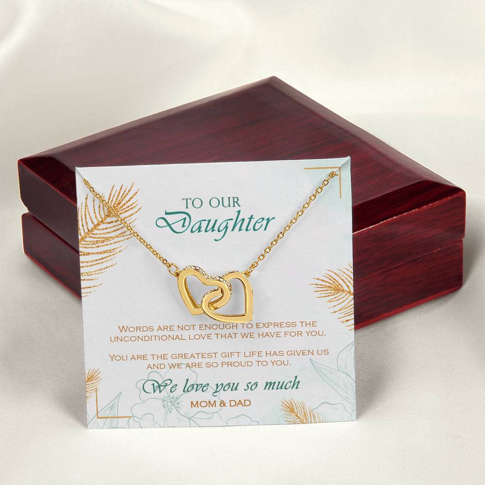 Interlocking Heart Necklace To Your Daughter – From Mom & Dad With Love – Jewelry Gift B1D9T5 Interlocking Hearts Necklace