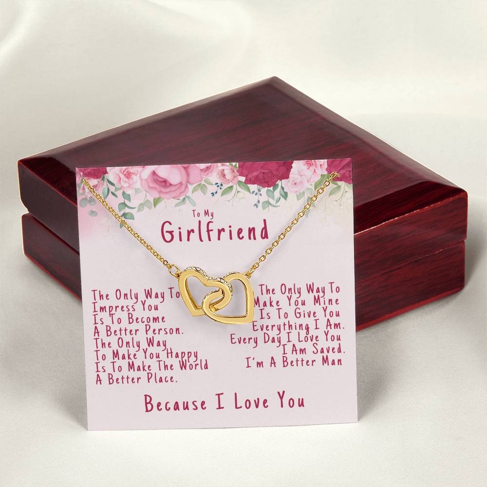 To My Girlfriend Valentine'S Day Because I Love You - Interlocking Heart Necklace Interlocking Hearts Necklace