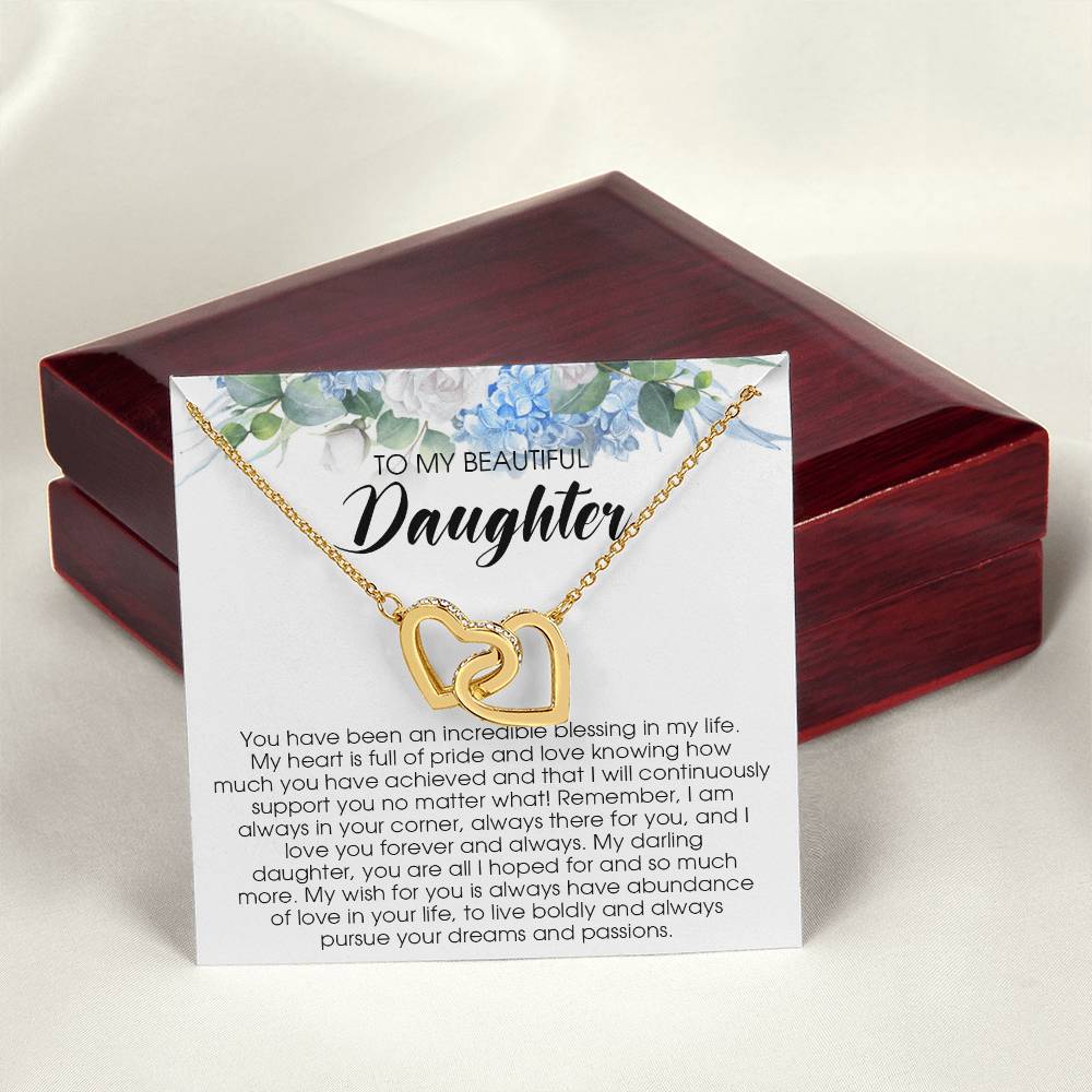 To My Beautiful Daughter Necklace Gift For Daughter From Mom Daughter Necklace Interlocking Hearts Necklace