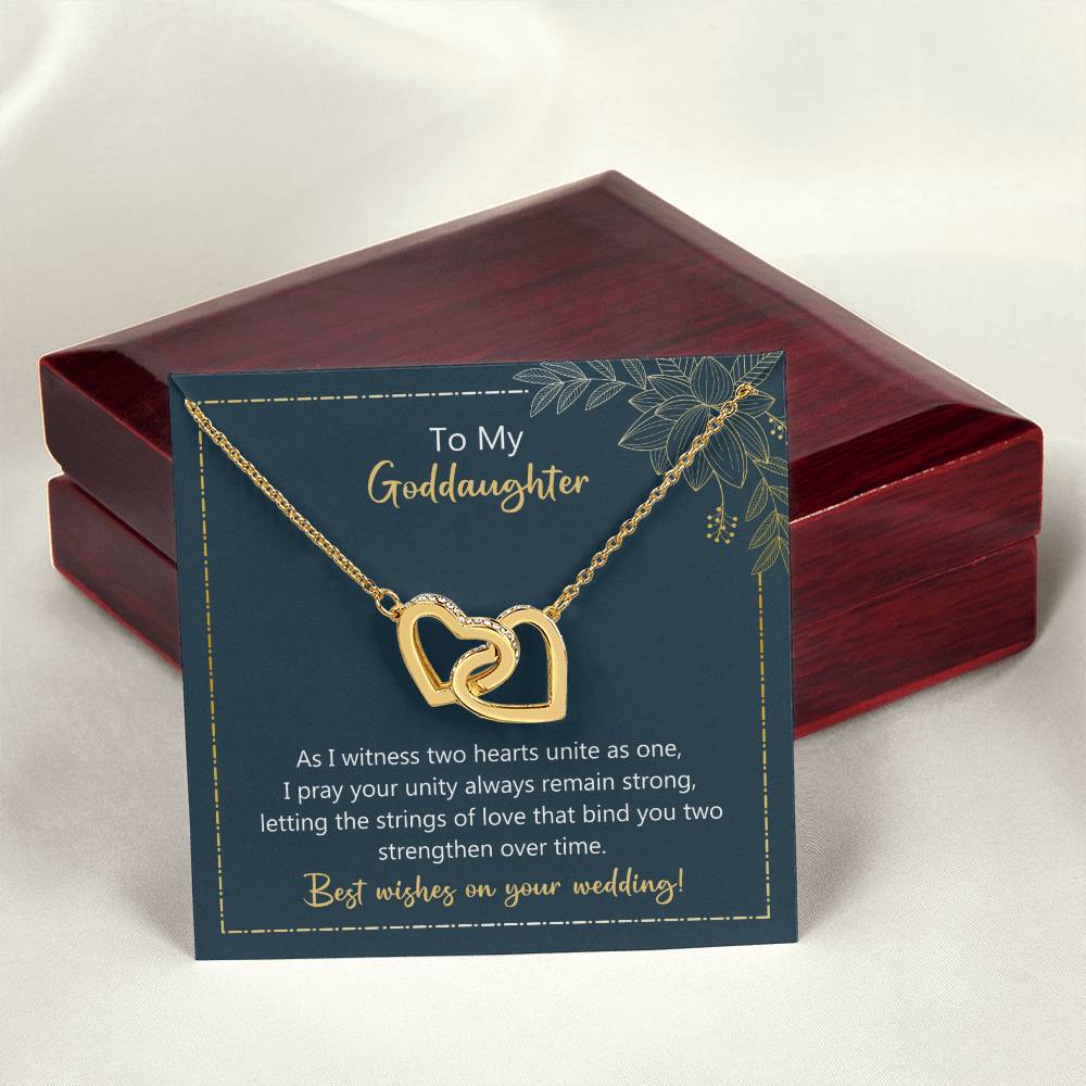 To My Goddaughter Two Unite As One Necklace Interlocking Hearts Necklace