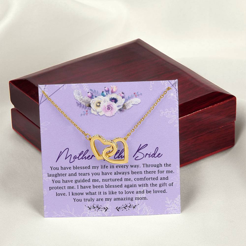 Mother Of The Bride Interlocking Hearts Necklace Message Card
