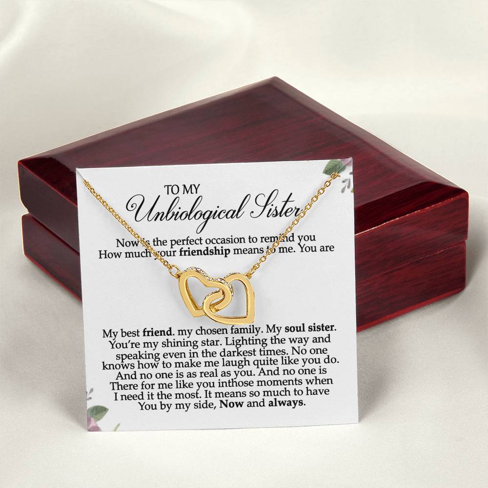 Unbiological Sister Necklace Bff Gift Soul Sister Sorority Sister Best Friend Gift Sister In Law Necklace Gift Interlocking Hearts Necklace