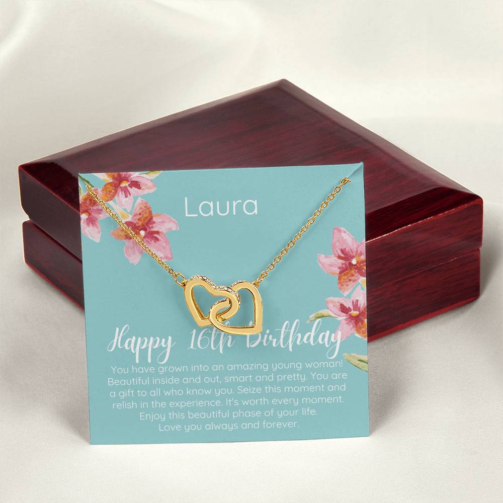 Personalized Happy 16Th Birthday Interlocked Hearts Necklace Interlocking Hearts Necklace