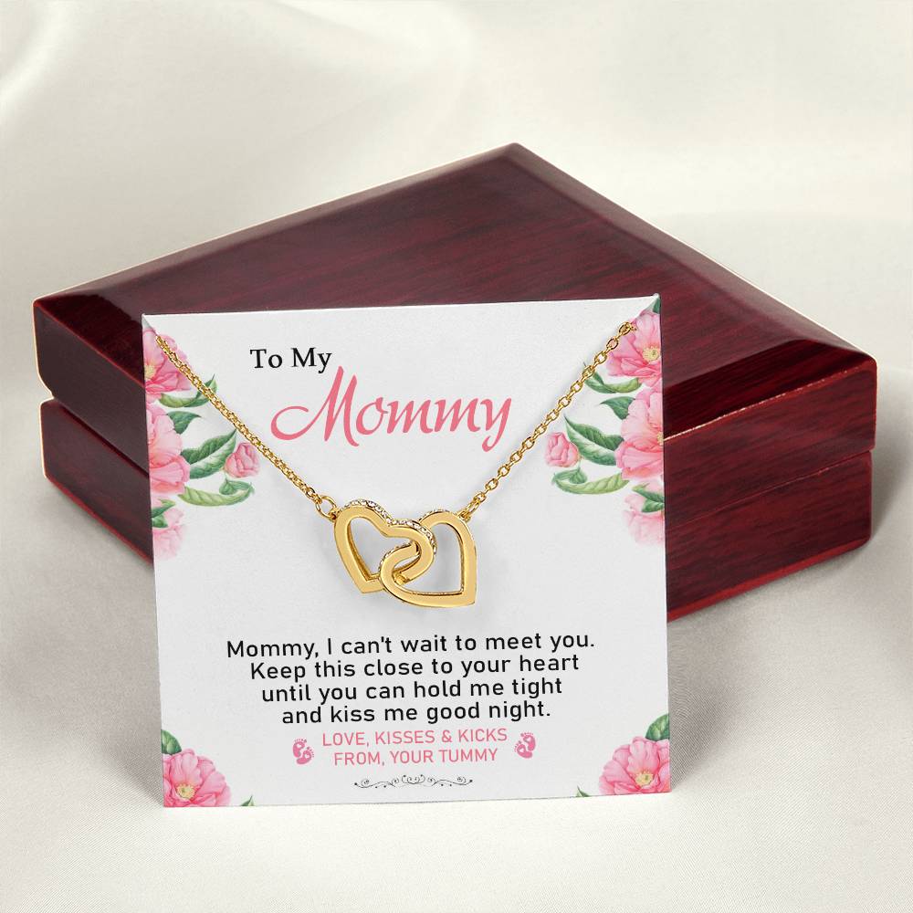 To My Mommy - From Your Tummy - Pregnancy Gift - Mother'S Day Gift - Luxury Necklace Interlocking Hearts Necklace