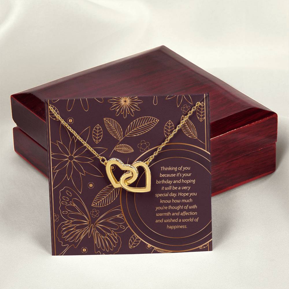 Birthday Edition Wishing You A World Of Happiness Mom! - Interlocking Hearts Necklace
