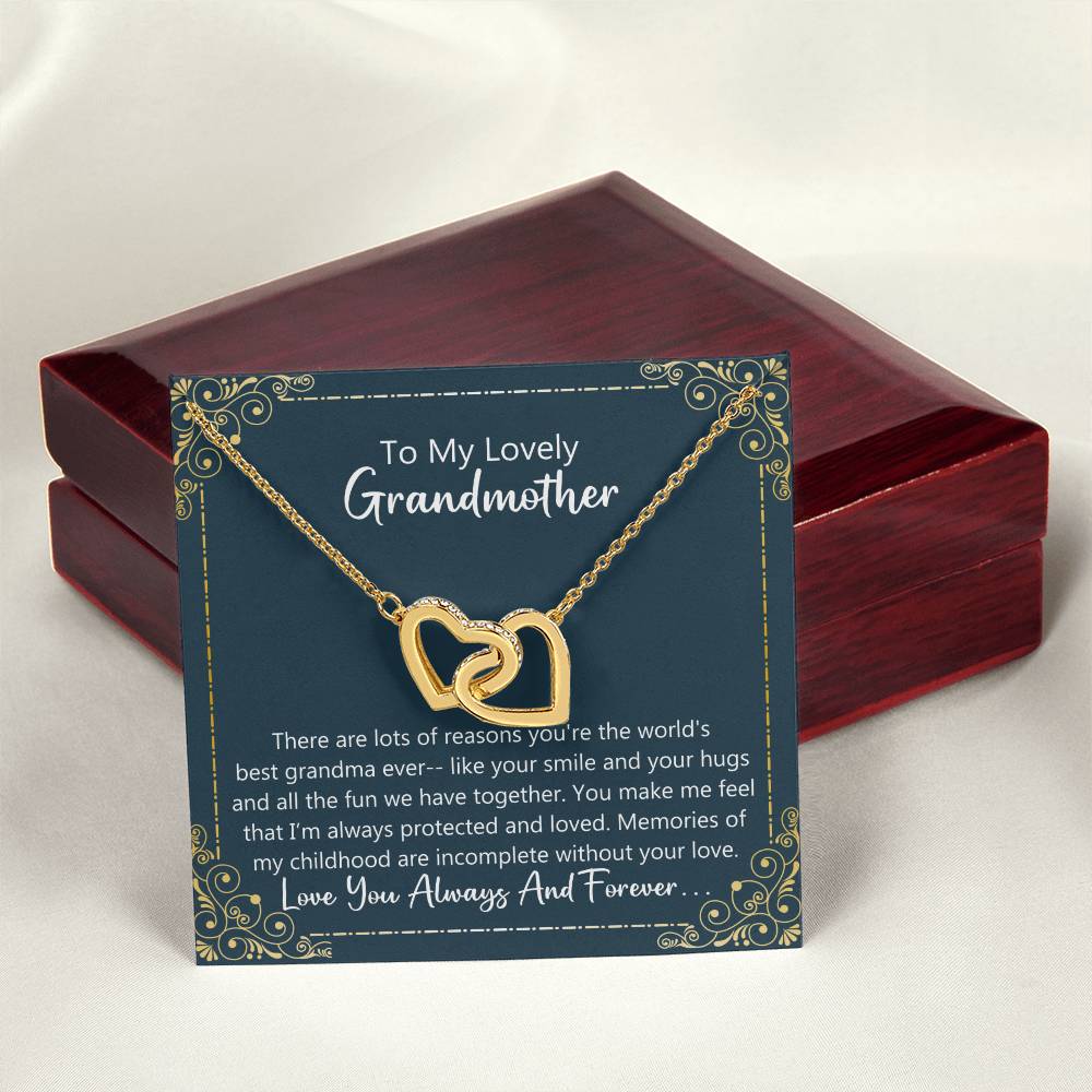 Grandmother Gift - My Childhood Is Incomplete Without You Necklace Interlocking Hearts Necklace