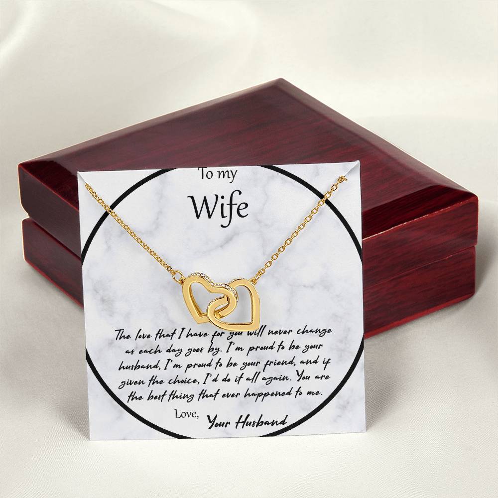 To My Wife The Love That I Have For You - White Interlocking Hearts Necklace