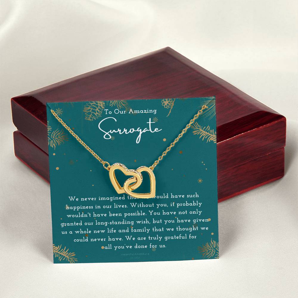 Surrogate Appreciation Gift Surrogate Gift Surrogate Gift With Message Card Surrogate Transfer Day Thank You Gift Interlocking Hearts Necklace