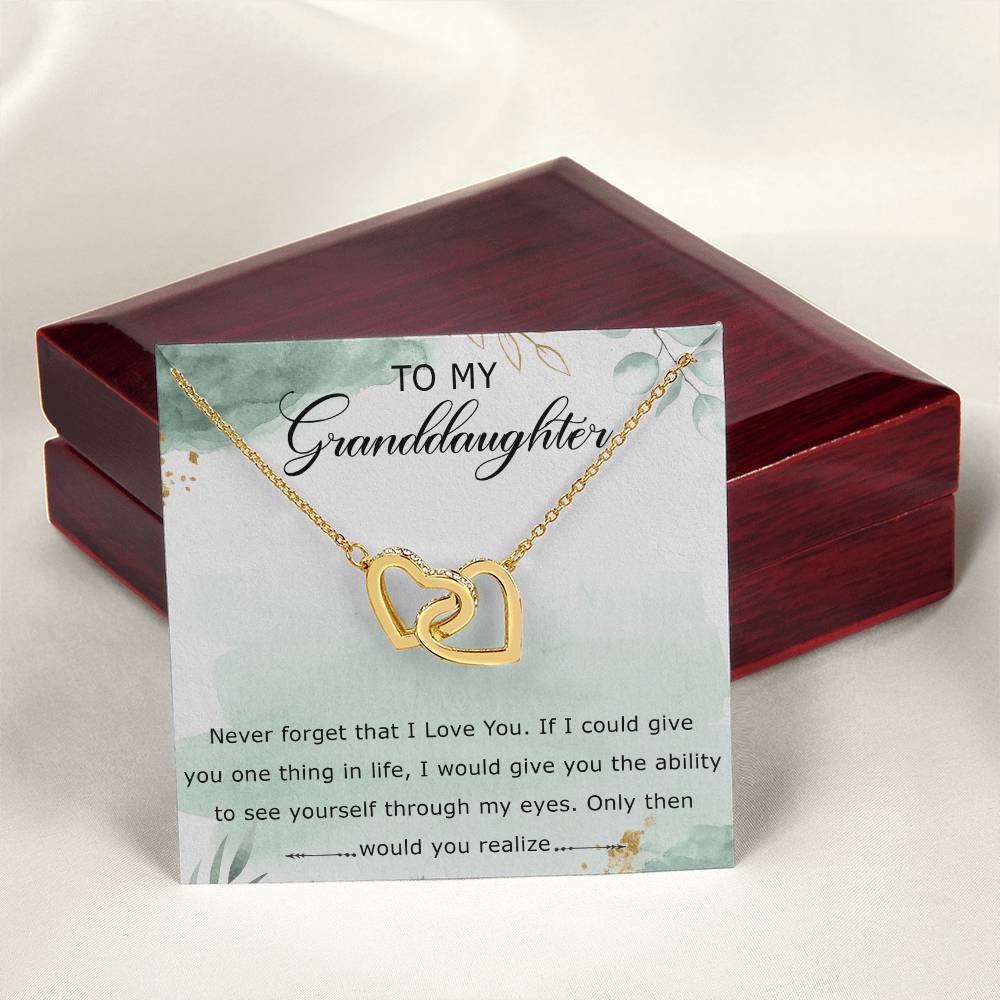 To My Granddaughter Interlocking Hearts Necklace Message Card