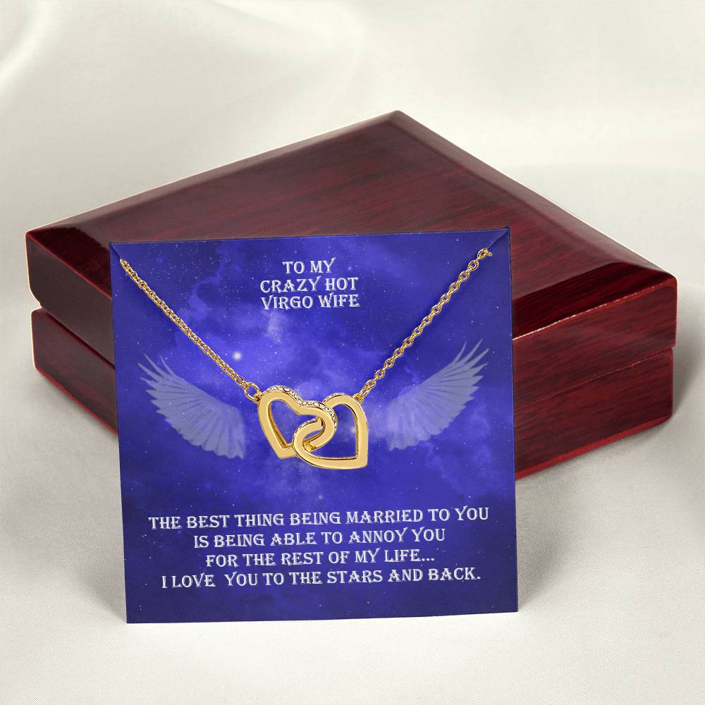 Hot Virgo Wife Interlocked Hearts Necklace With Personal Message Card And Jewelry Box. Interlocking Hearts Necklace
