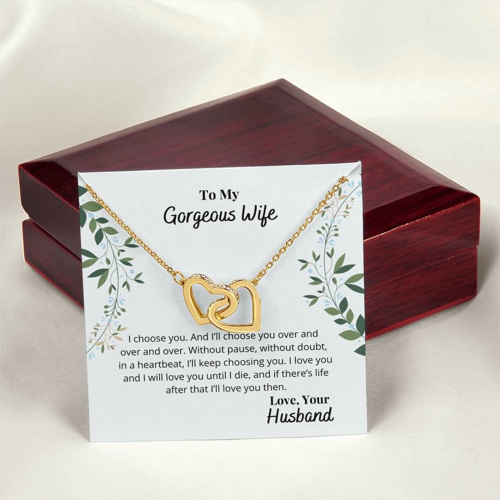 To My Wife - I'Ll Always Love You Necklace Interlocking Hearts Necklace