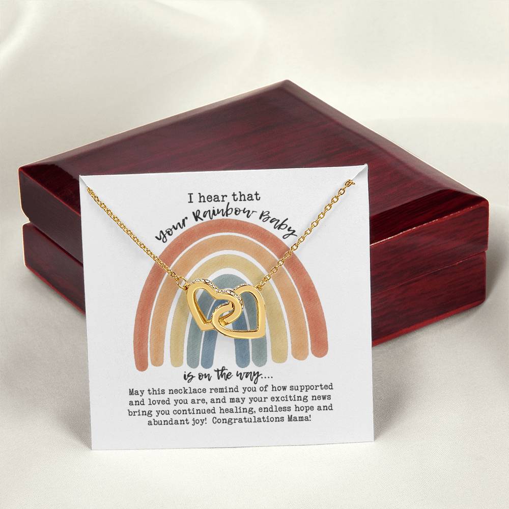Rainbow Baby Necklace Interlocking Hearts Necklace