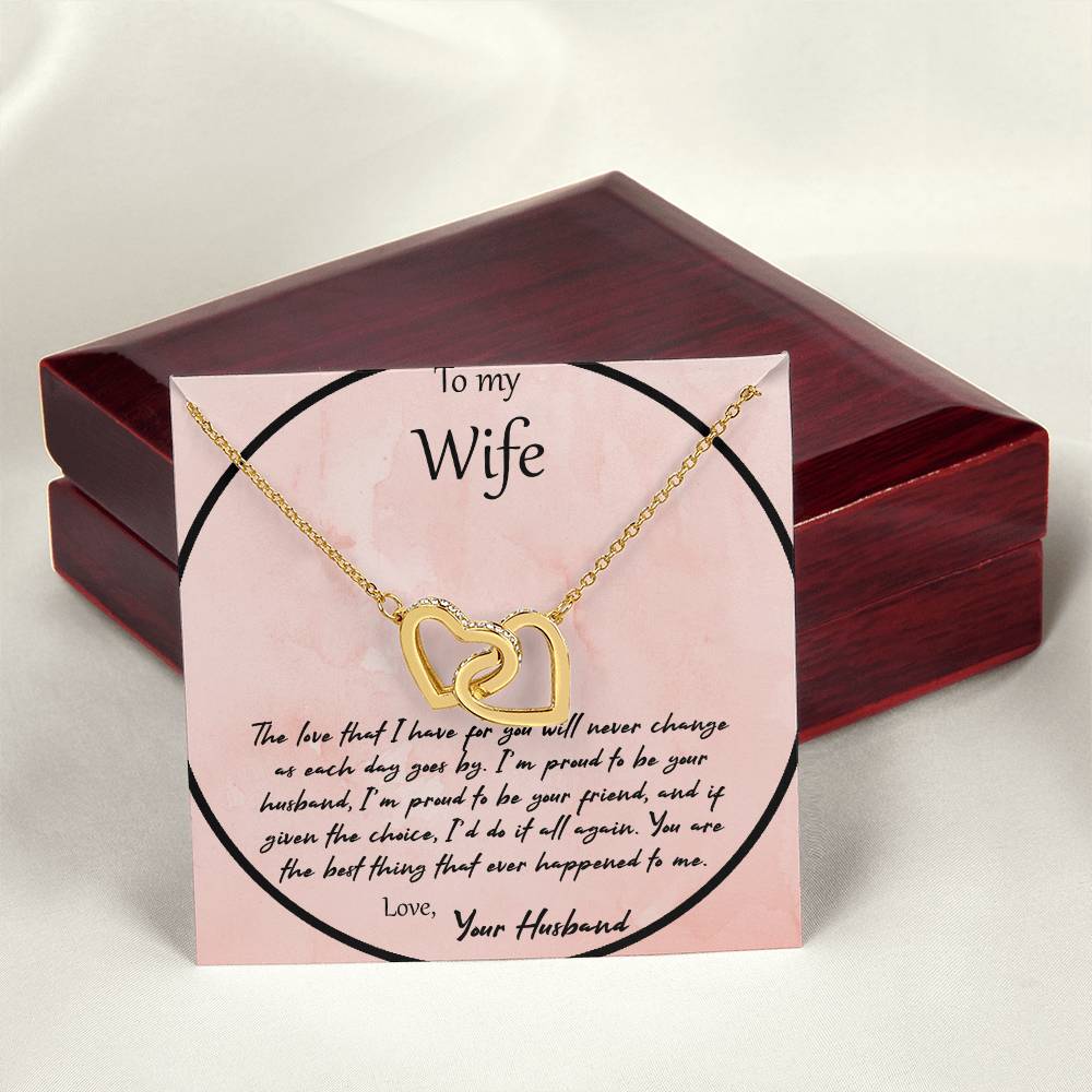 To My Wife The Love That I Have For You - Pink Interlocking Hearts Necklace