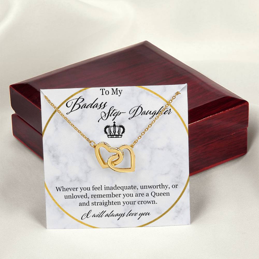 To My Badass Stepdaughter Interlocking Hearts Necklace