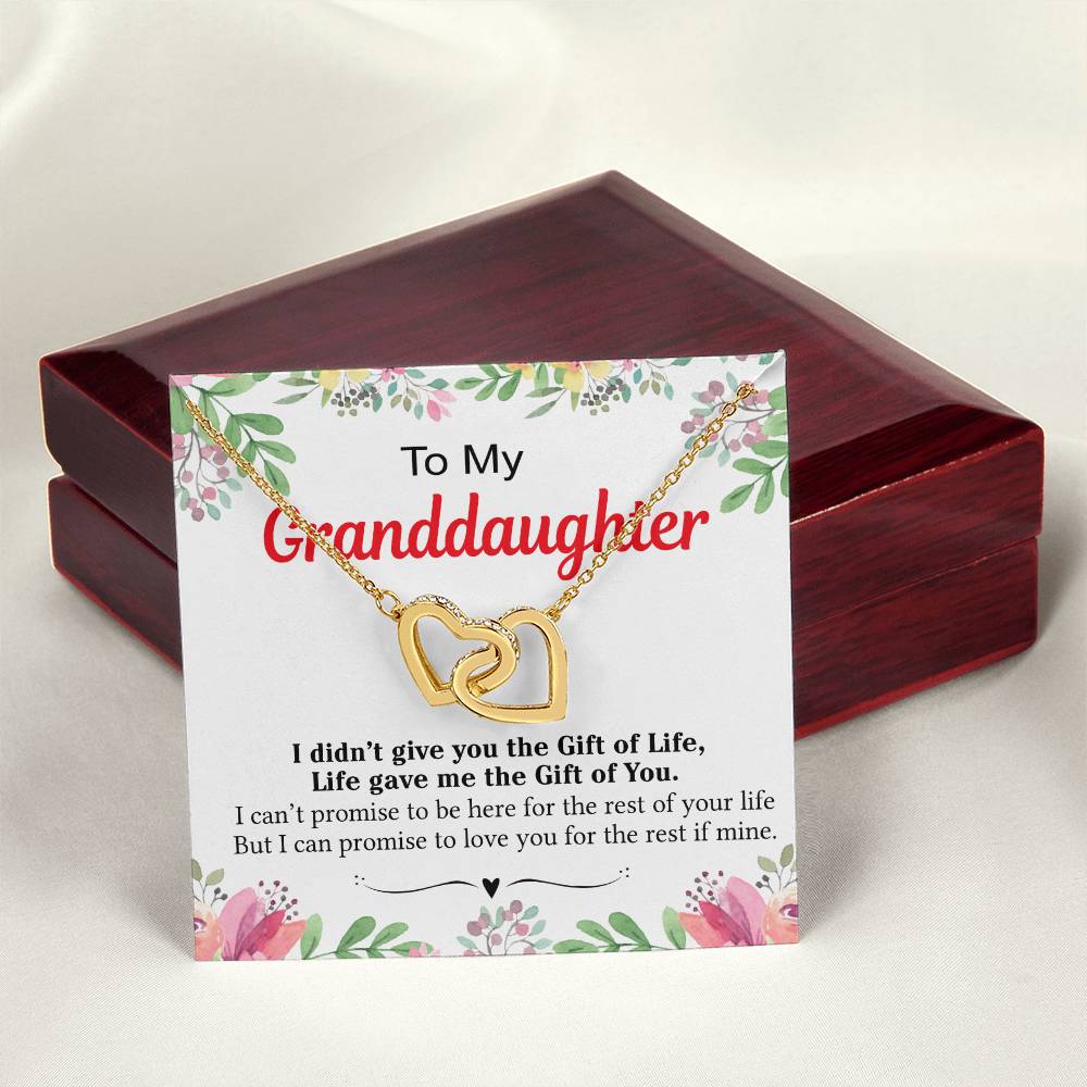 To My Granddaughter - I Love You For The Rest Of My Life Interlocking Hearts Necklace