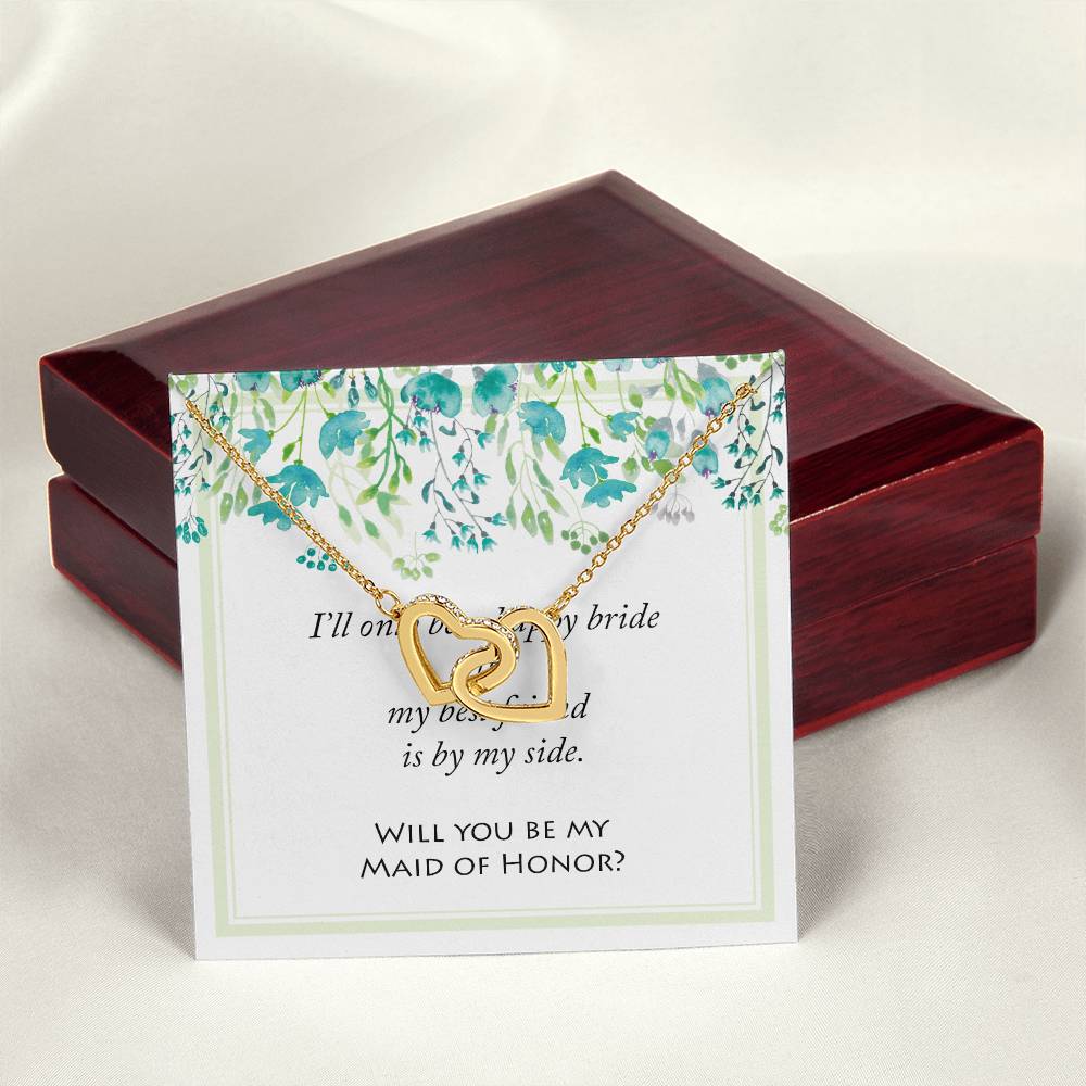 Will You Be My Maid Of Honor Bridal Wedding Jewelry Interlocking Hearts Necklace