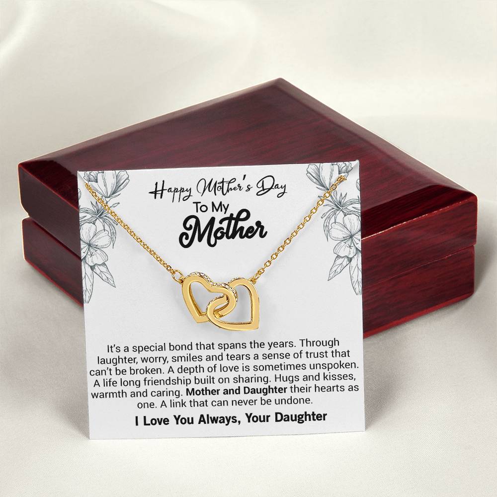 Happy Mother'S Day Mom It'S A Special Bond That Spans The Years. Interlocking Hearts Necklace