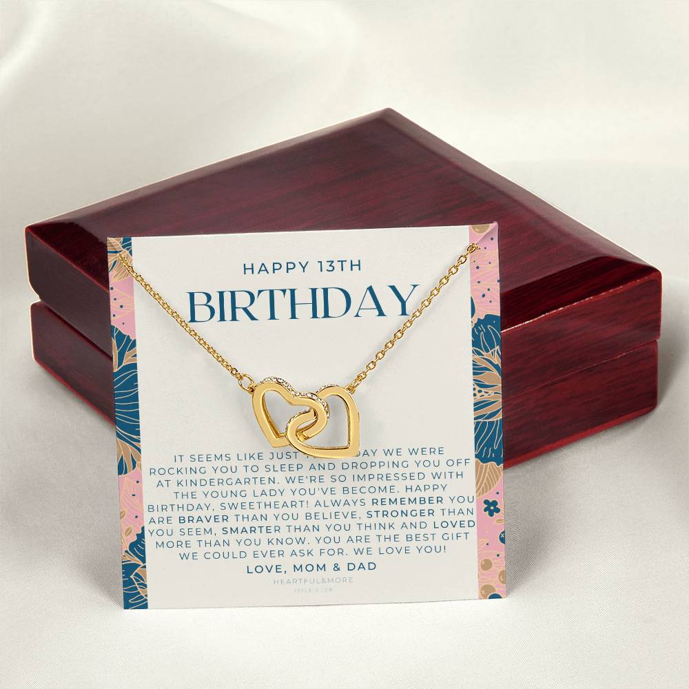 Gift For 13 Year Old Girl Gifts 13Th Birthday Girl 13Th Birthday Gift Thirteenth Birthday Necklace Teen Birthday Gift Official Teenager Interlocking Hearts Necklace