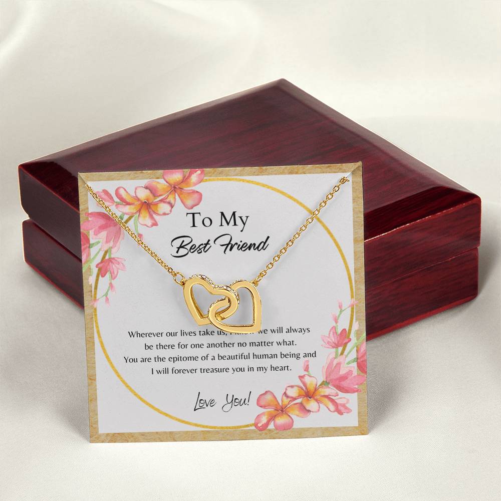 To My Best Friend Interlocking Hearts Necklace