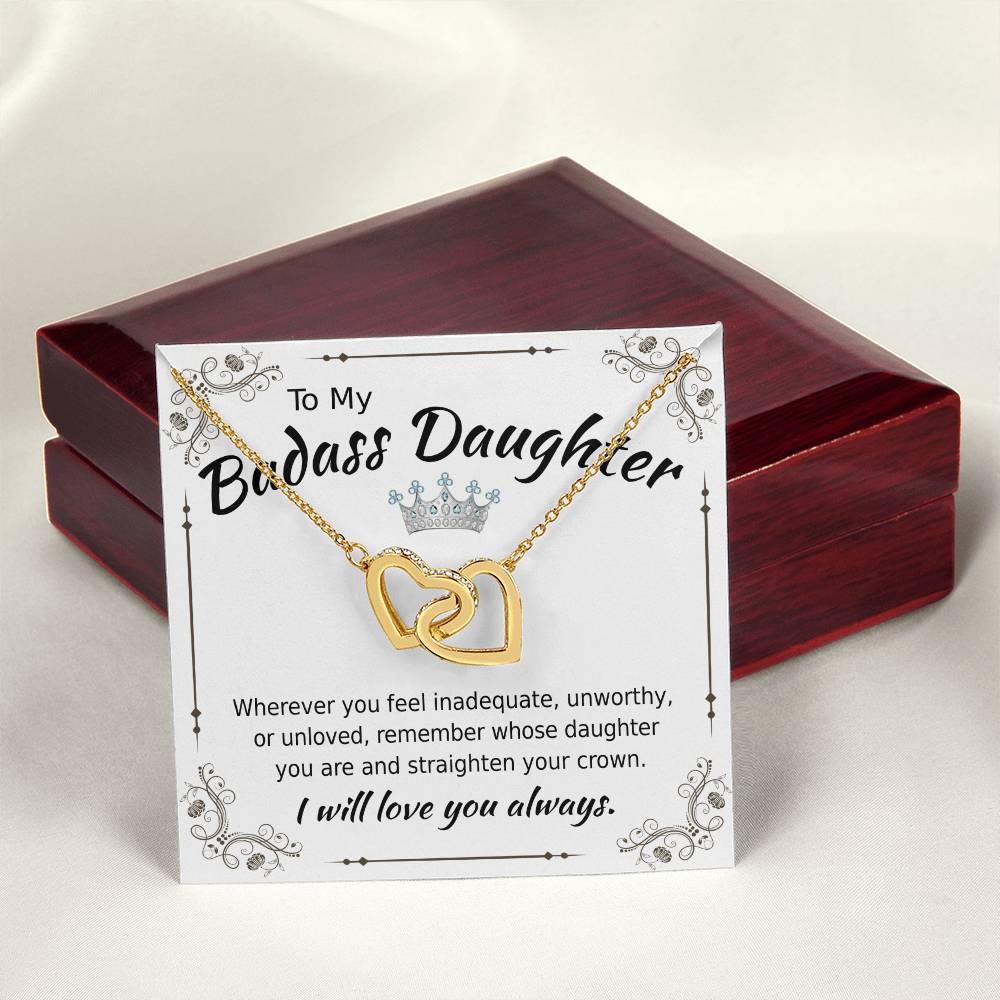 To My Badass Daughter - Interlocking Heart Necklace Interlocking Hearts Necklace