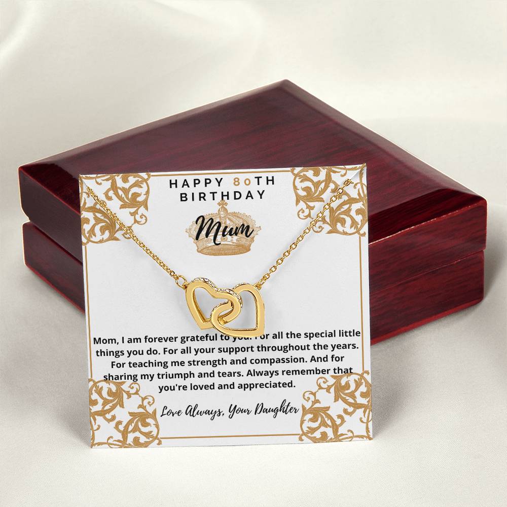 80Th Birthday Mum From Daughter Interlocking Hearts Necklace