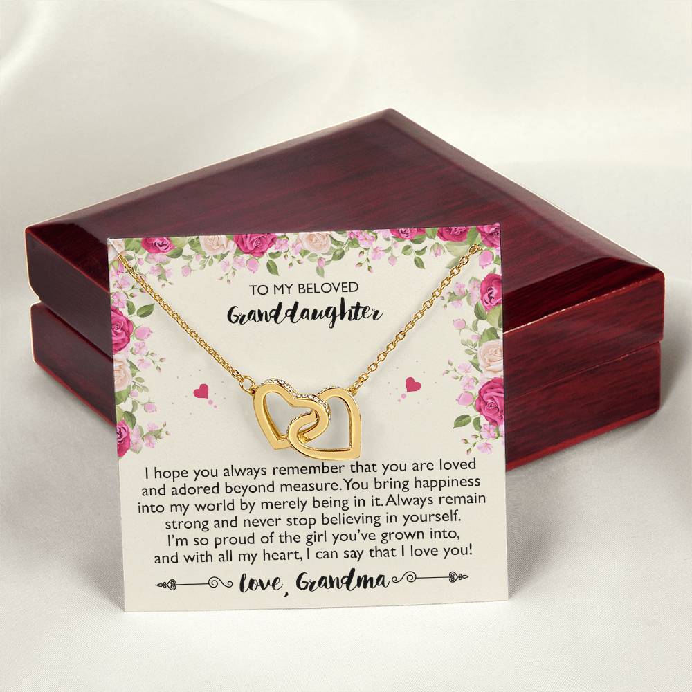To My Beloved Granddaughter - Interlocking Heart Necklace From Grandma Interlocking Hearts Necklace