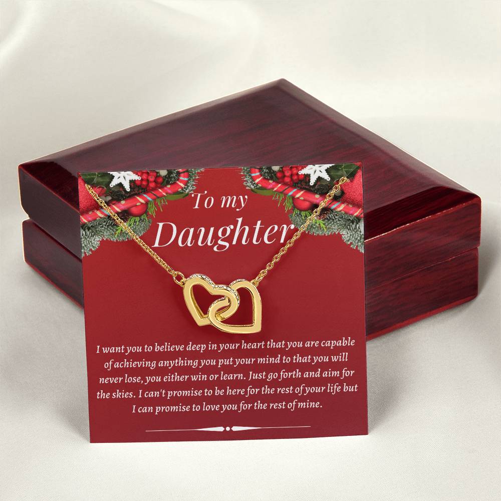 Christmas Gift To Daughter - I Can'T Promise To Be Here For The Rest Of Your Life But I Can Promise To Love You For The Rest Of Mine Interlocking Hearts Necklace