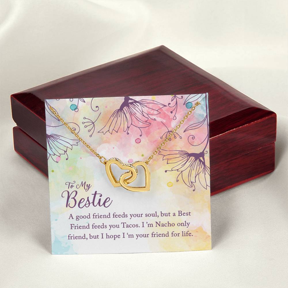 To My Bestie - A Good Friend Feeds Your Soul - Interlocking Hearts Necklace