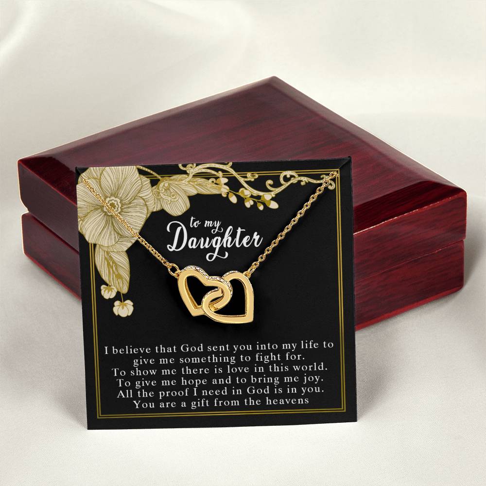 To My Daughter Interlocking Hearts Necklace