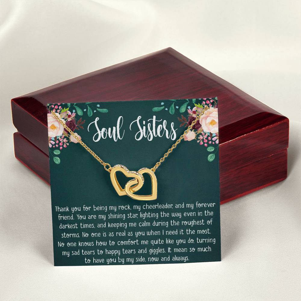 Soul Sisters Necklace Gift Bff Necklace Best Friend Gift Jewelry Long Distance Quotes Friends Forever Interlocking Hearts Necklace