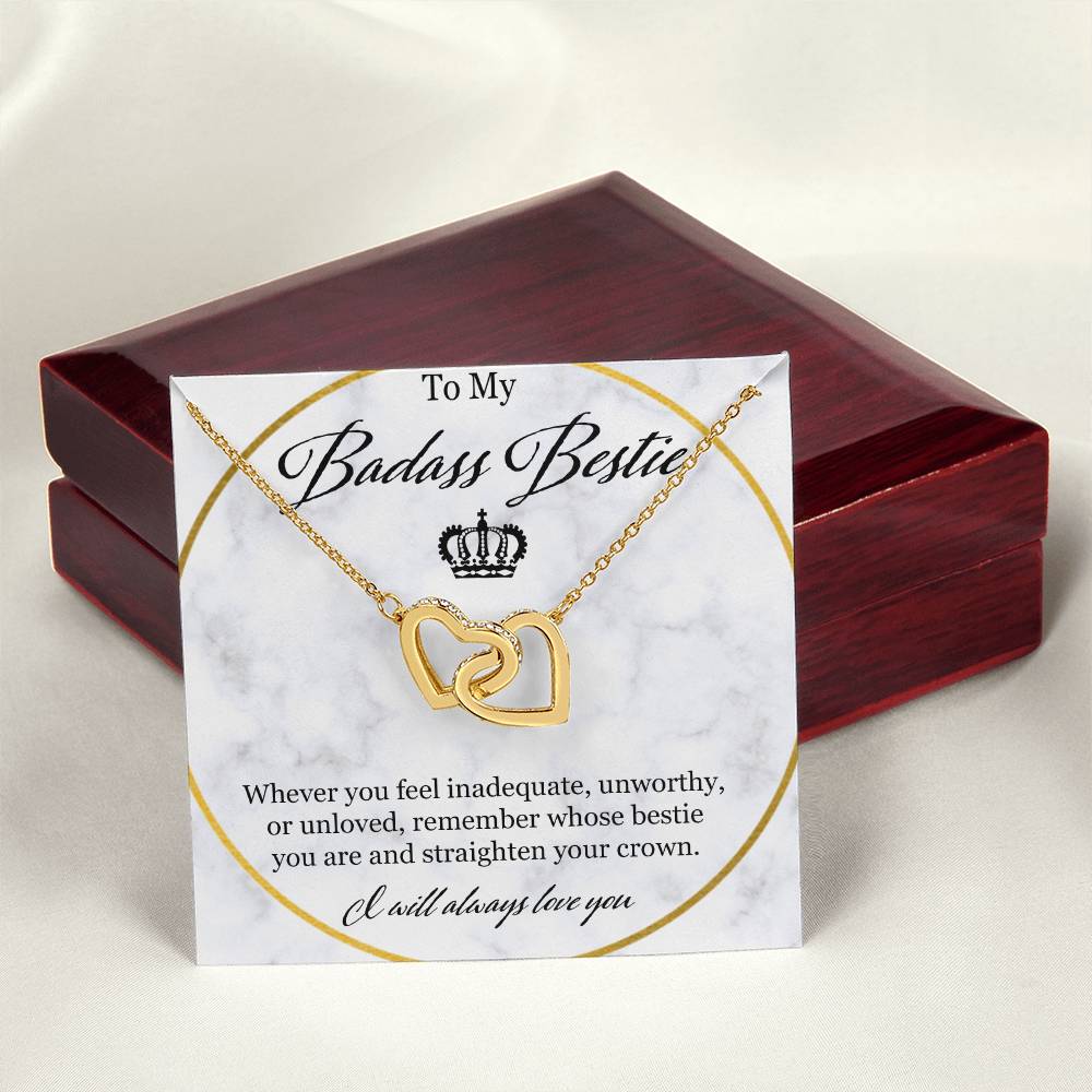 To My Badass Bestie Interlocking Hearts Necklace