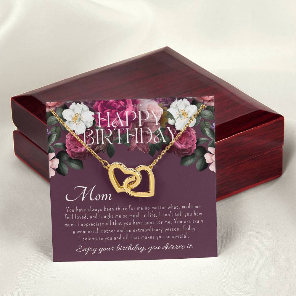 Mother'S Birthday Gift Necklace For Mom'S Birthday Elegant Gift For Mom From Daughter & Son Best Mom Gift Message Card Elegant Gift Interlocking Hearts Necklace