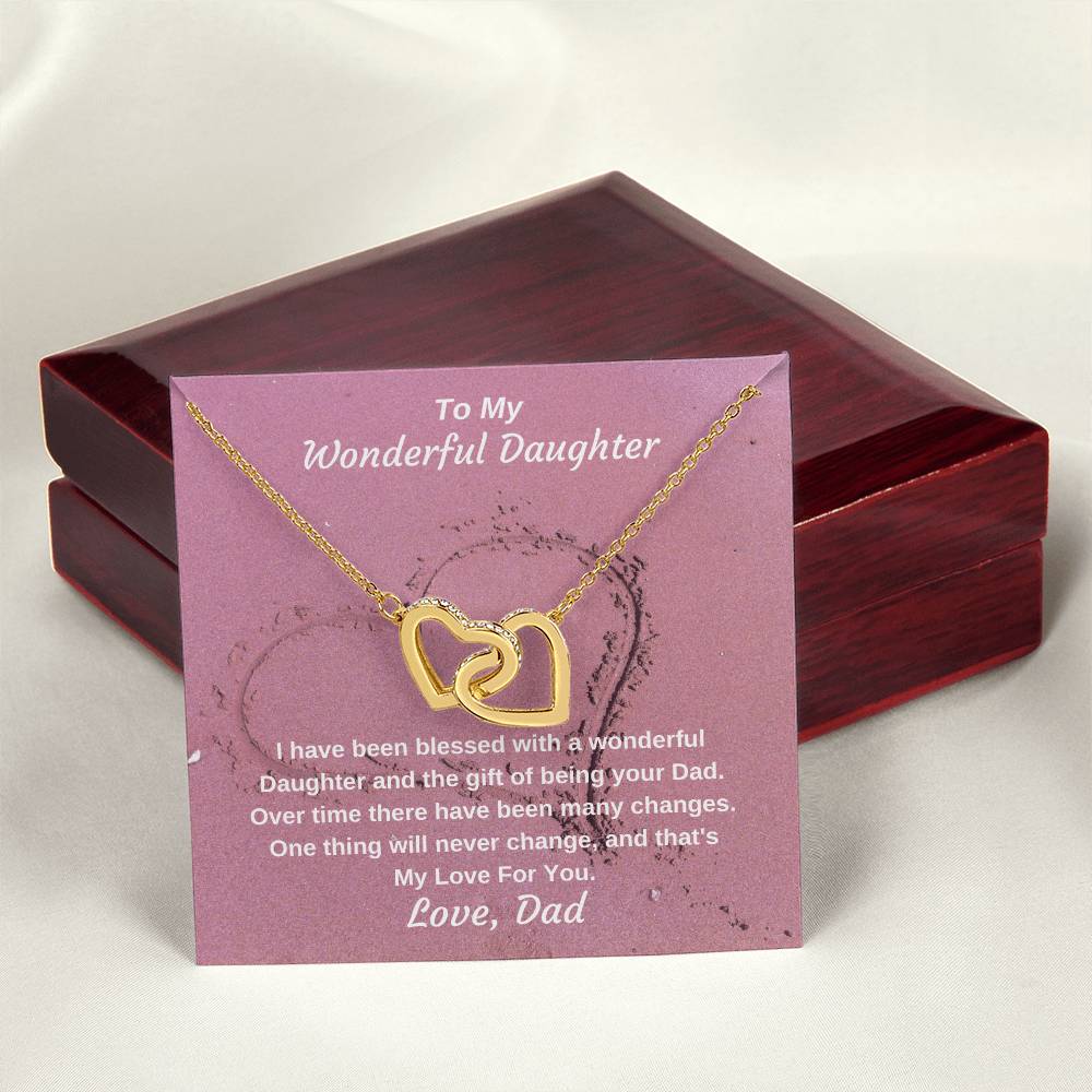 To My Wonderful Daughter Gift Of Being Your Dad Personalized Necklace Gift Interlocking Hearts Necklace