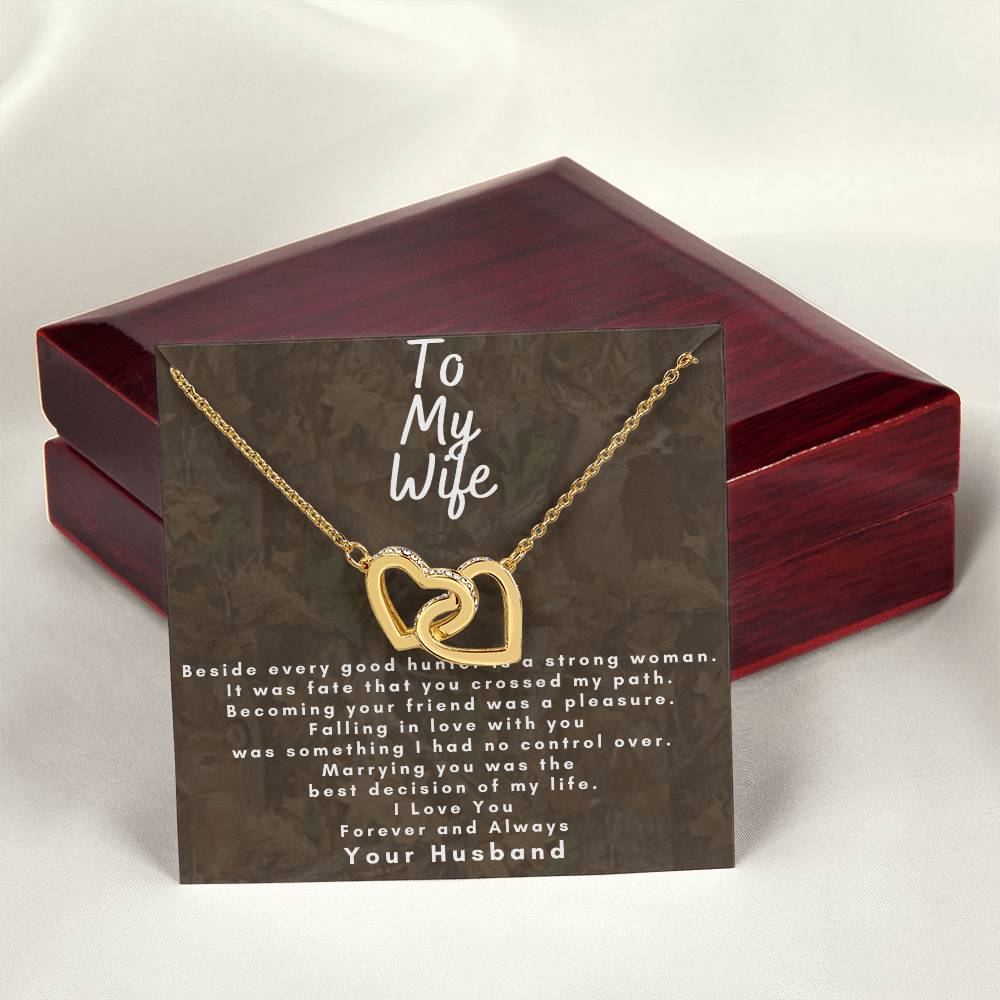 Dear Wife - Make Her Day - Dual Hearts Necklace Interlocking Hearts Necklace